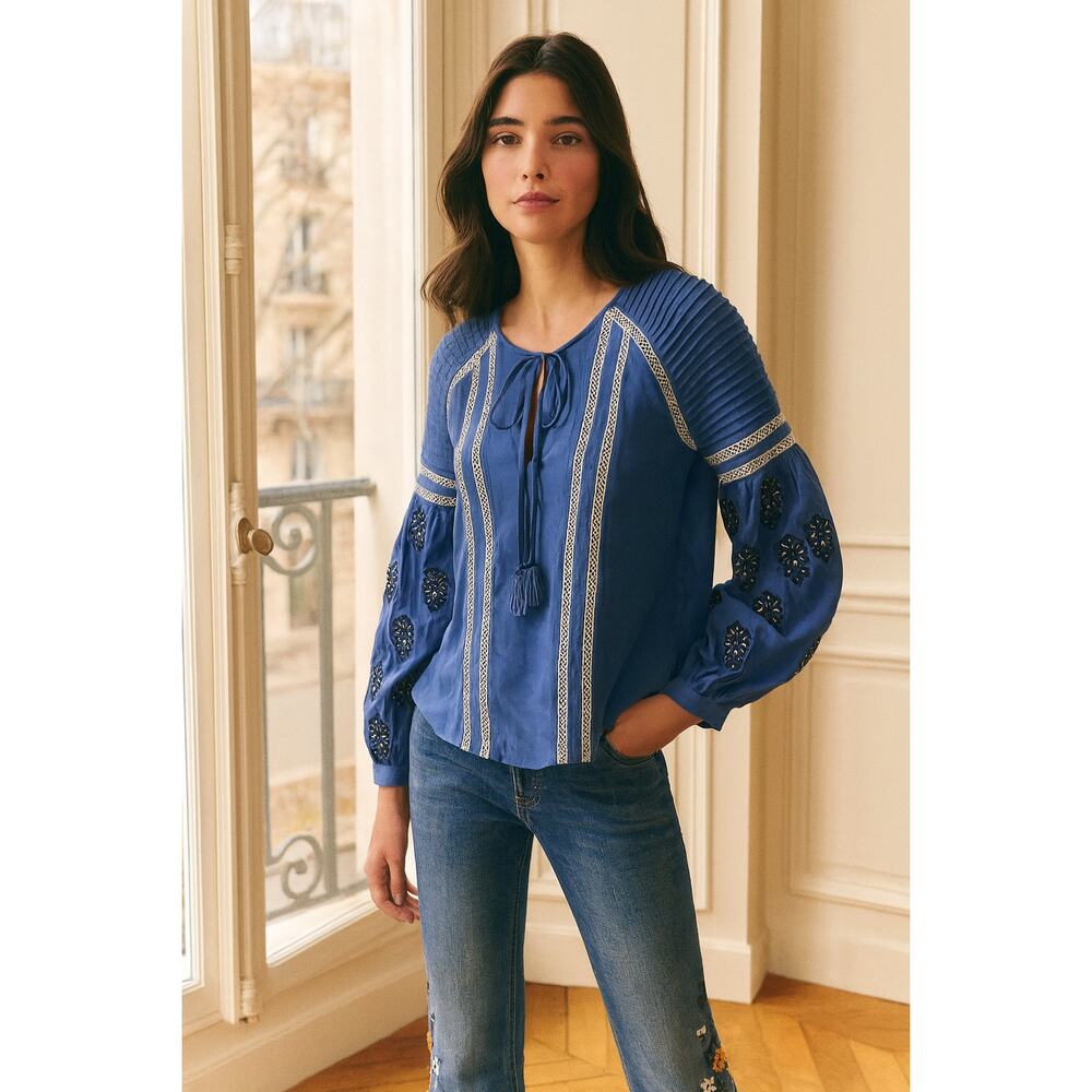 Veronica beard 2 Alpine Silk Embroidered Blouse